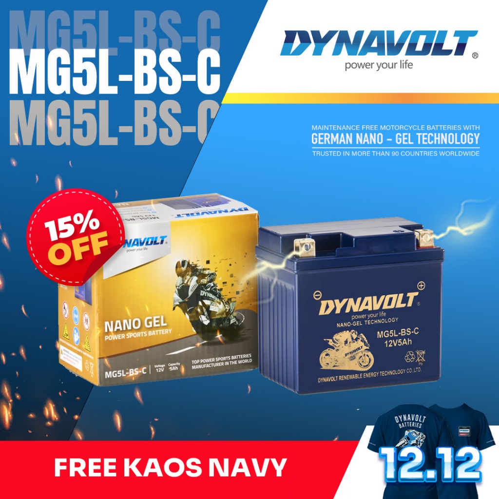 Jual Dynavolt Aki Motor Nano-Gel MG5L-BS-C 5Ah - Vario 125/150, Beat ...