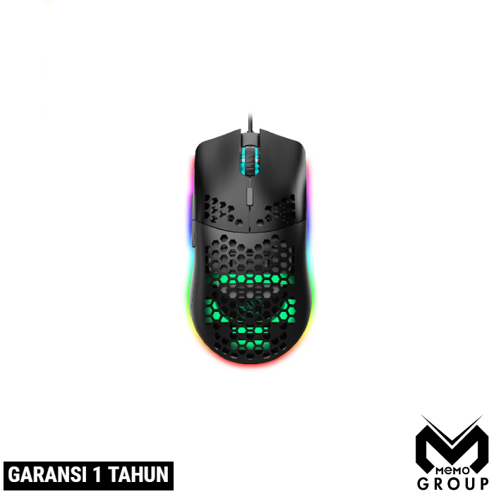 Mouse Gaming J900 Cablato 6400 DPI - RGB 6 Colori, Design A Nido D'Ape, Bianco