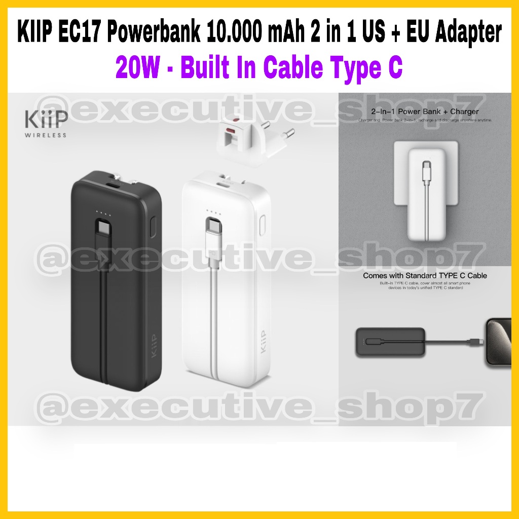 Jual KIIP EC17 Powerbank 10.000 mAh 2 in 1 US + EU Adapter - 20W ...