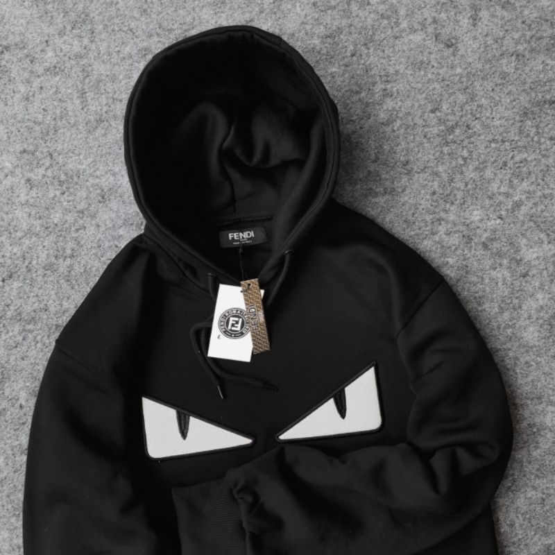 Jual Jacket Hoodie pria Fendi Basic Logo Hitam High quality