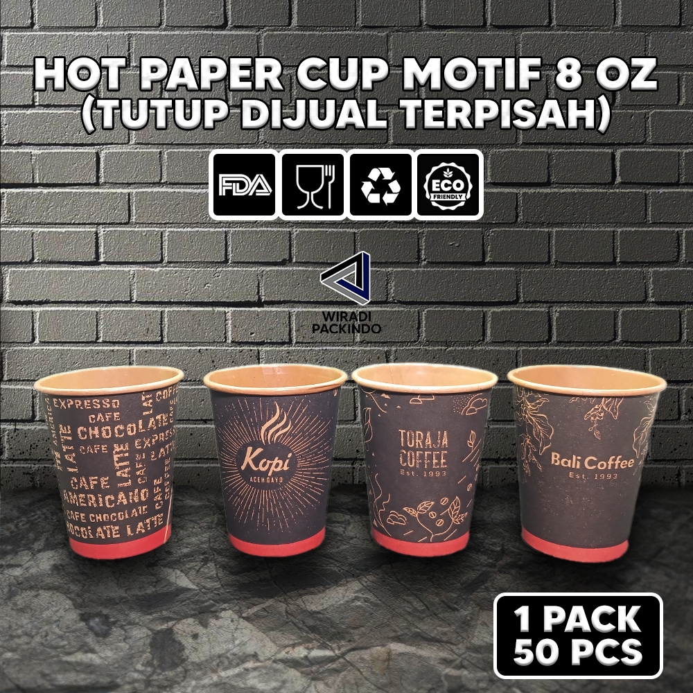 Jual Paper Cup 8 Oz Gelas Kertas Kopi 80z Cup Tahan Panas 240ml Coffee Teh Tea Shopee 9958