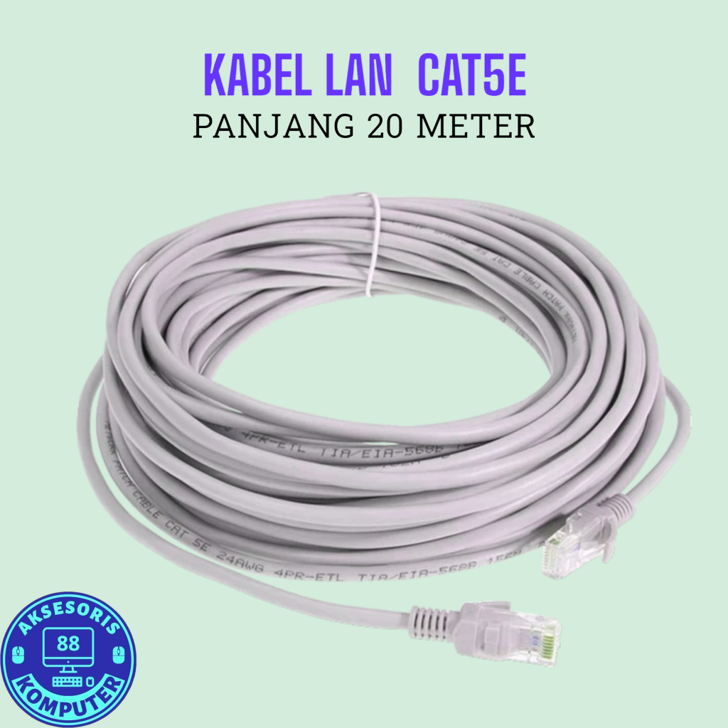 Jual 20 METER | KABEL INTERNET LAN RJ45 CAT5 CAT5E UTP PANJANG 20 METER ...