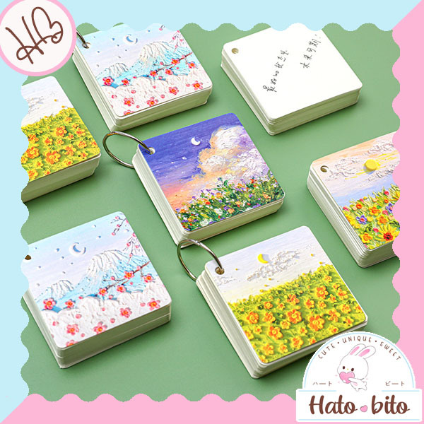 Jual Gantungan memopad notepad oil painting scenery flower aesthetic ...