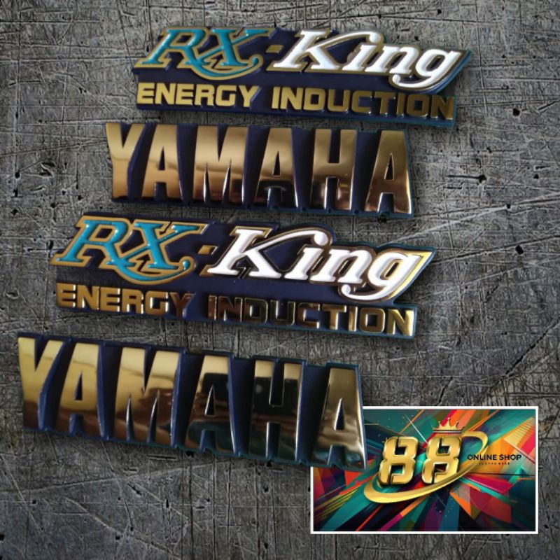Jual EMBLEM 1 SET KANAN KIRI RX KING WARNA HIJAU PUTIH KOMBINASI GOLD