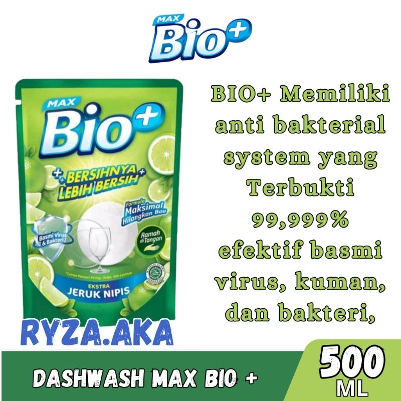 Jual MAX BIO+ DASHWASH SABUN PENCUCI PIRING JERUK NIPIS - 500ML ...