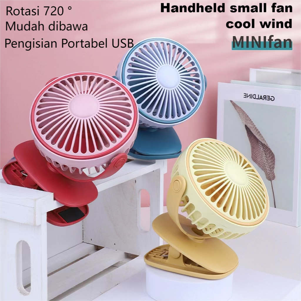 Jual Kipas Angin Mini Usb Clip 720° Rotation Kipas Angin Portable Fan Kipas Angin Meja Usb 0138