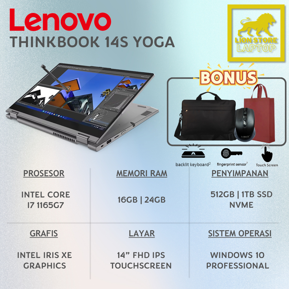 Jual Lenovo Thinkbook 14s Yoga Itl Intel Core I7 Ram 16gb Ssd 1tb Fhd