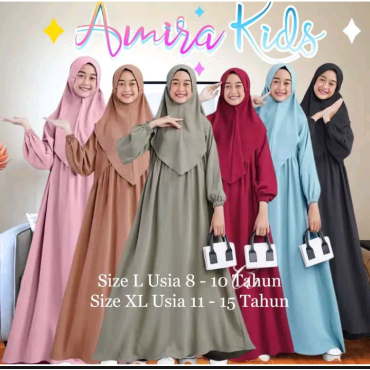 Jual Gamis Anak Tanggung Usia 10 11 12 13 14 15 Tahun Amira Syari Set