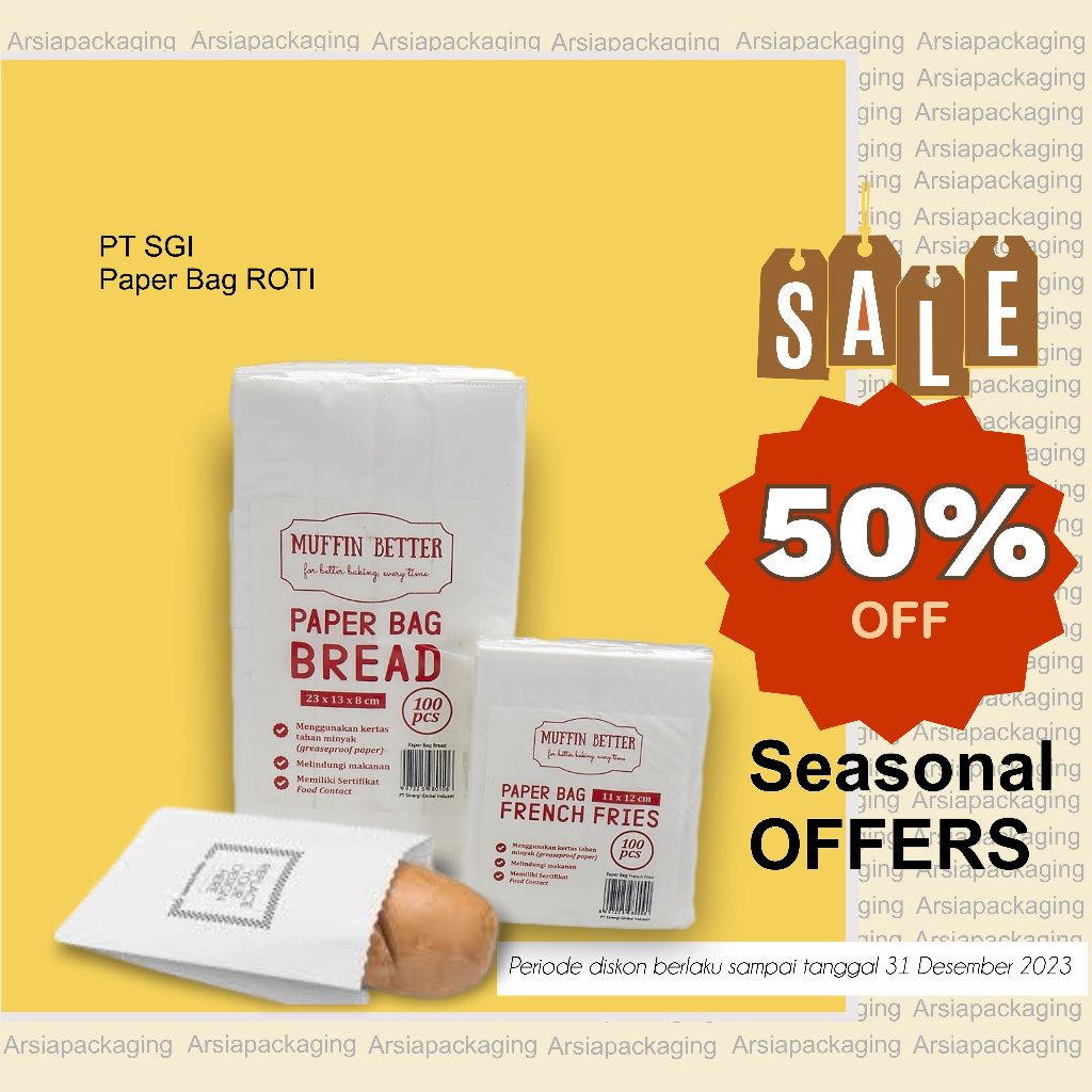 Jual Paper Bag Roti / Bungkus roti / kentang / Makanan SGI /Isi 500 ...