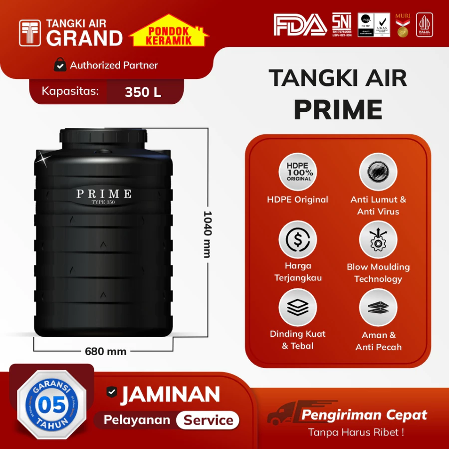 Tangki Toren Tandon air Tedmond Prime Blow 350 L Tidak Berbau & Higienitas
