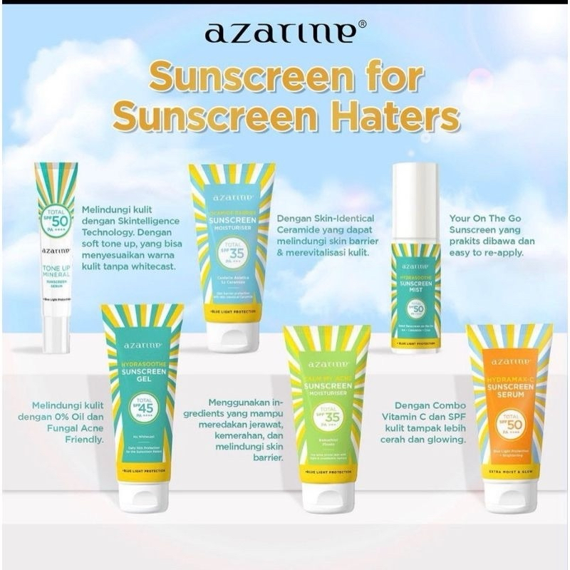 Jual AZARINE SUNSCREEN MOISTURISER SERIES SPF 50+ 45+35+++ | Shopee ...