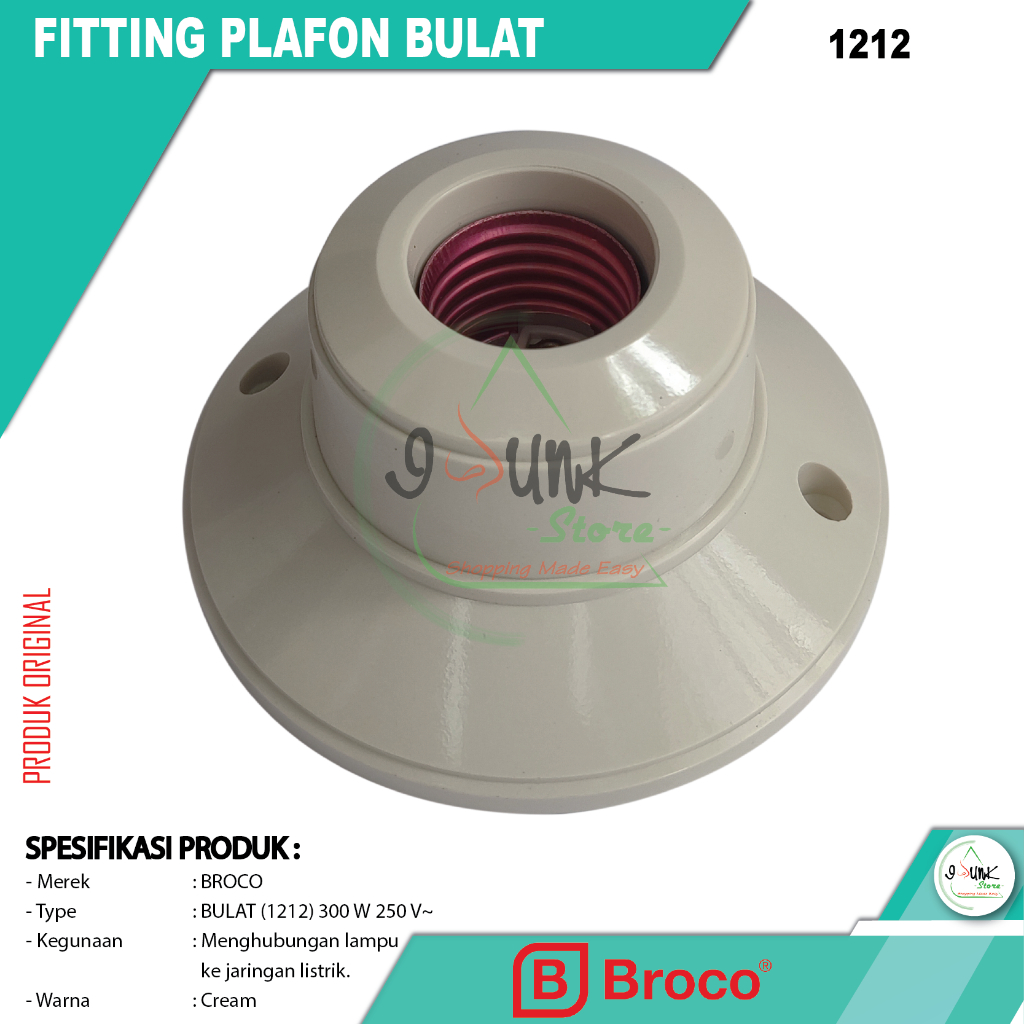 Jual Fitting Lampu Plafon Bulat Fitting Plafon Bulat 1212 Broco Shopee Indonesia 