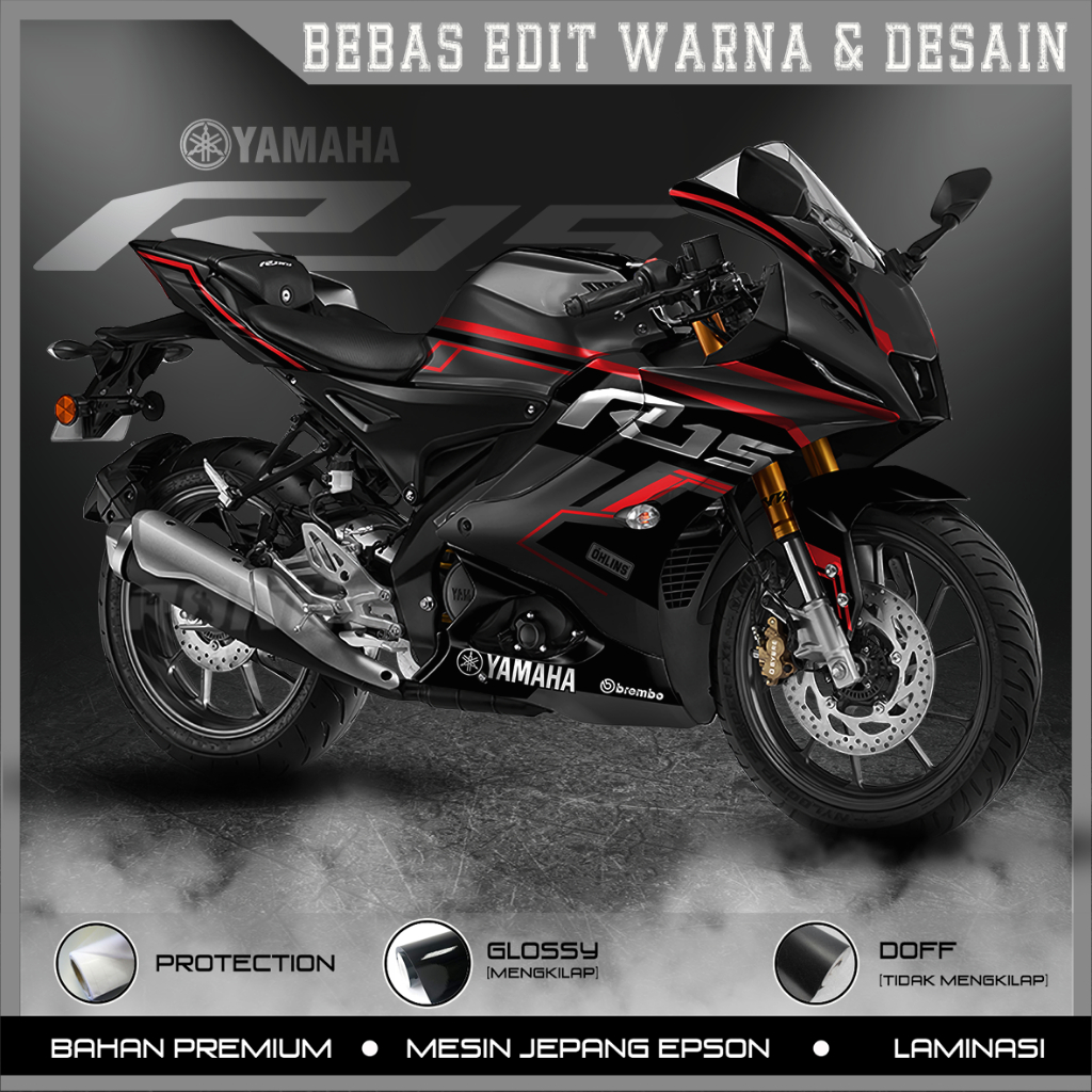 Jual Sticker Decal FULL BODY R15 v4 Motif Lines Red | Shopee Indonesia