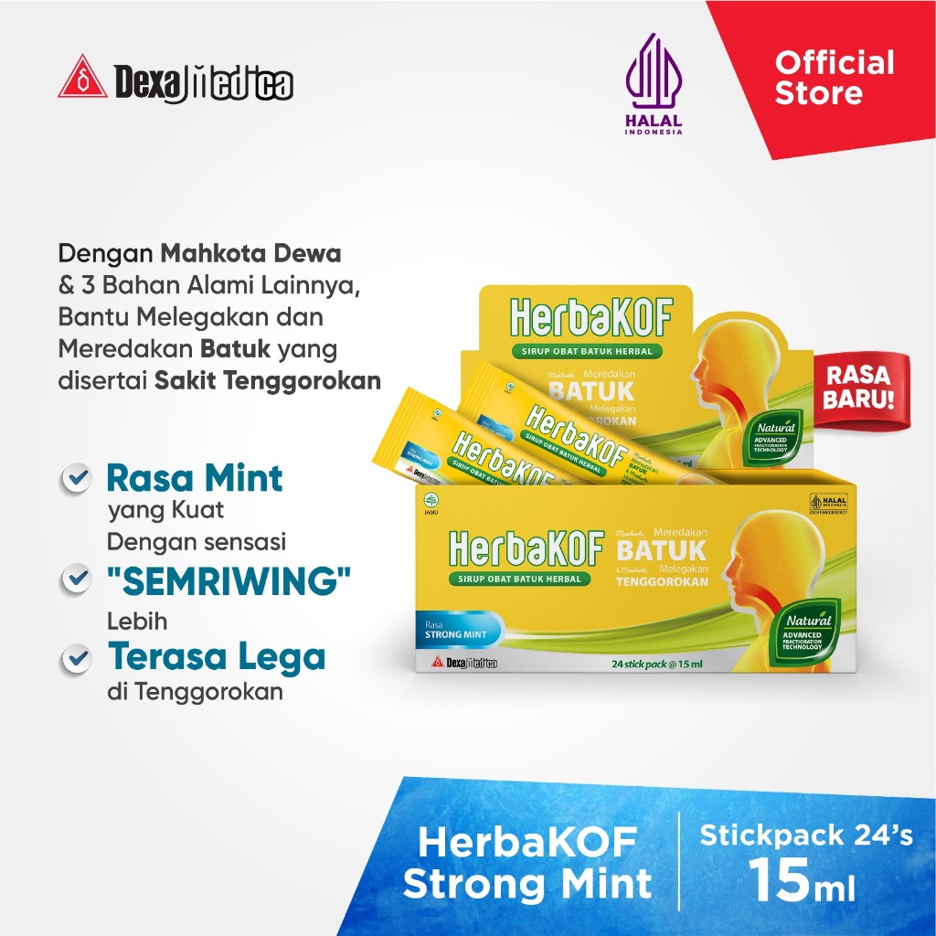 Jual HerbaKOF Sirup Obat Batuk Herbal StickPack Rasa Strong Mint - 24 ...