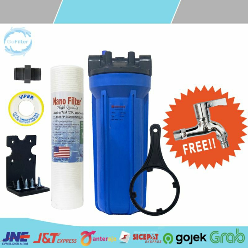Jual PAKET FILTER AIR KRAN / KERAN LENGKAP TAHAP 1 BLUE/ BIRU AIR KOTOR