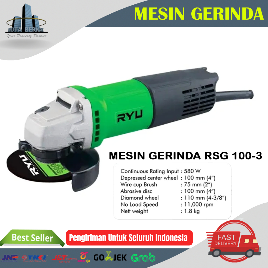 Jual MESIN GERINDA TANGAN TEKIRO RYU RSG 100-3 | Shopee Indonesia