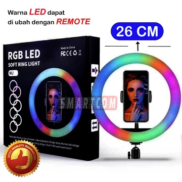 SMARTCOM Paket Lampu Ring Light RGB Tripod 2 1 Meter Phone Holder Ukuran 26cm 30cm 33cm 36cm
