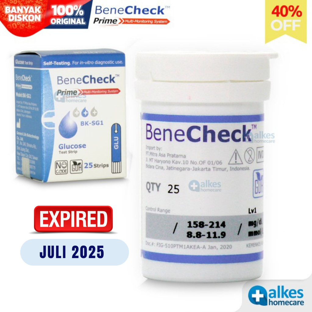 Jual Benecheck Prime Strip Test Gula Darah (Glukosa) | Shopee Indonesia