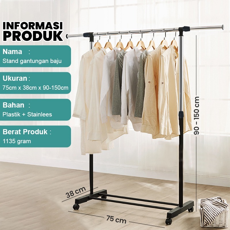 Jual Laris Unik Rak Baju Gantungan Baju Besi Stand Hanger Display Butik Bazar Jemuran Pakaian