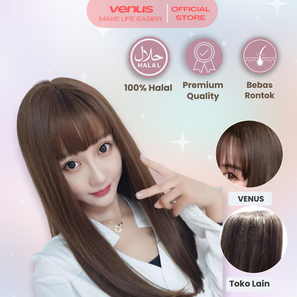 Jual Venusjkt Wig Dewasa Rambut Panjang Lurus Full Lace Bergelombang