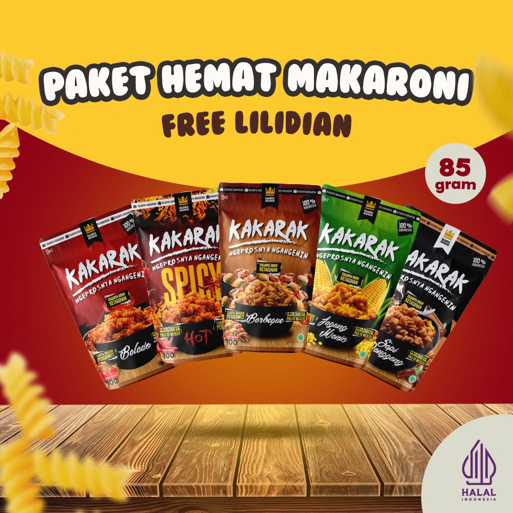 Jual Kakarak - Paket Hemat Makaroni 5 Rasa GRATIS Lilidian Balado ...