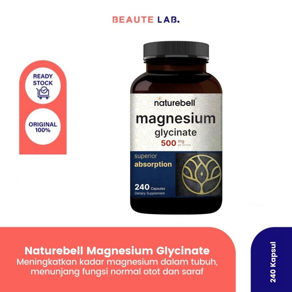 Jual Naturebell Magnesium Glycinate 500mg 180 Capsules Original