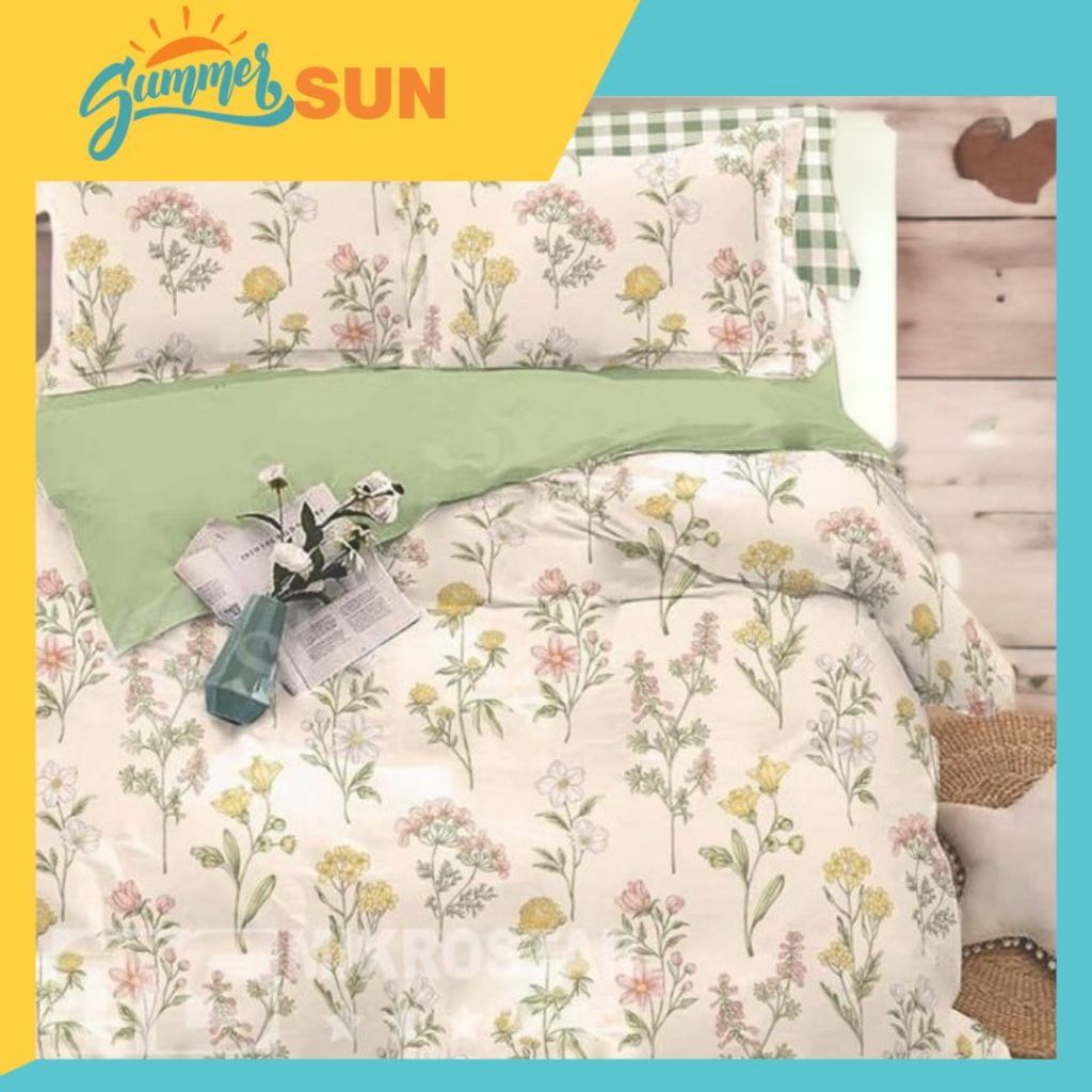 Jual Bed Cover Set Beautiful Dream Mix Plain Olive Warna Hijau