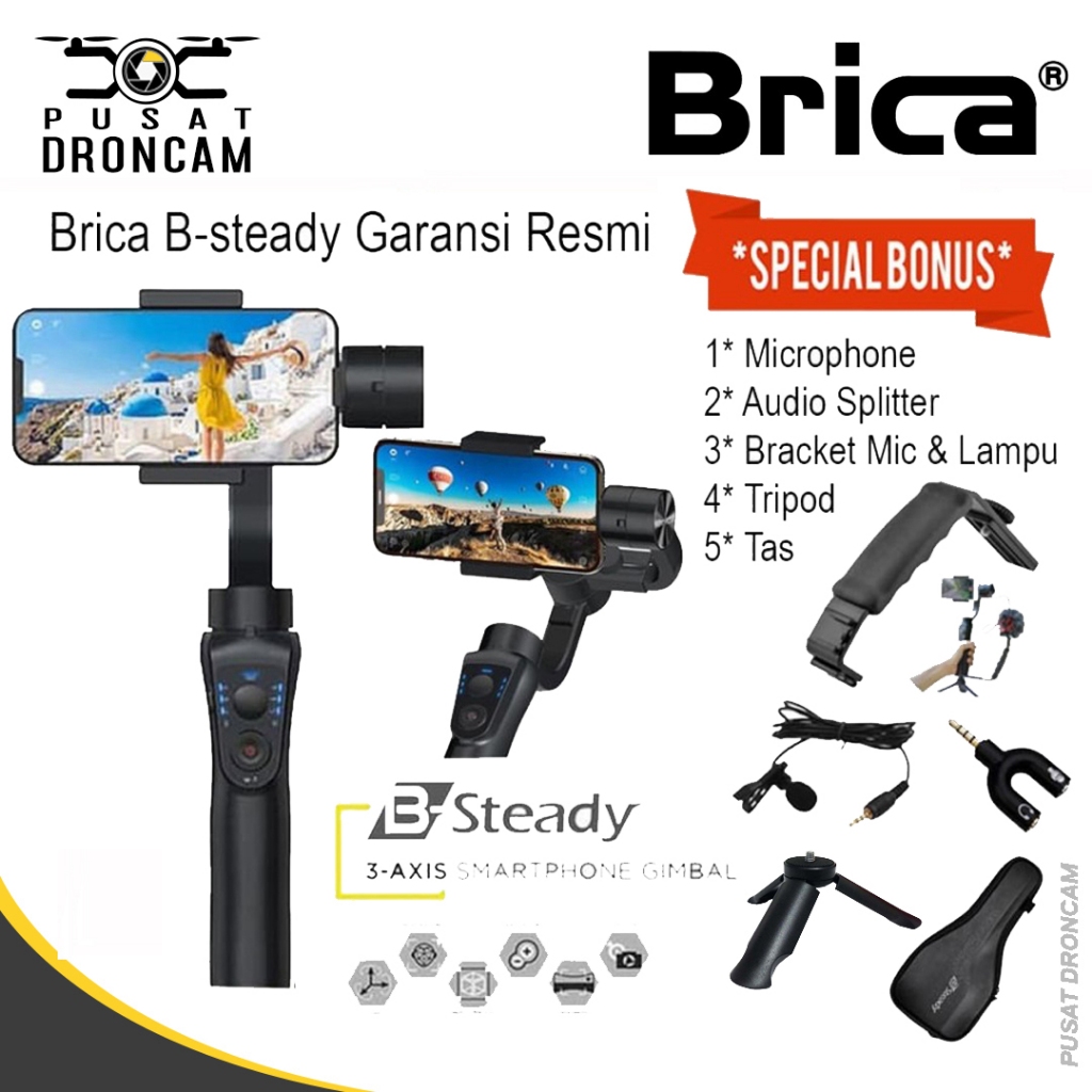 Jual Brica B-Steady 3 Axis Gimbal Stabilizer For HP Smartphone BSteady ...