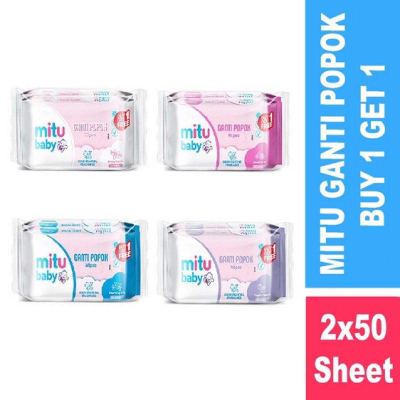 Jual MITU TISU BASAH Mitu BUY 1GET 1 BABY WIPES GANTI POPOK 50'S Tissue ...