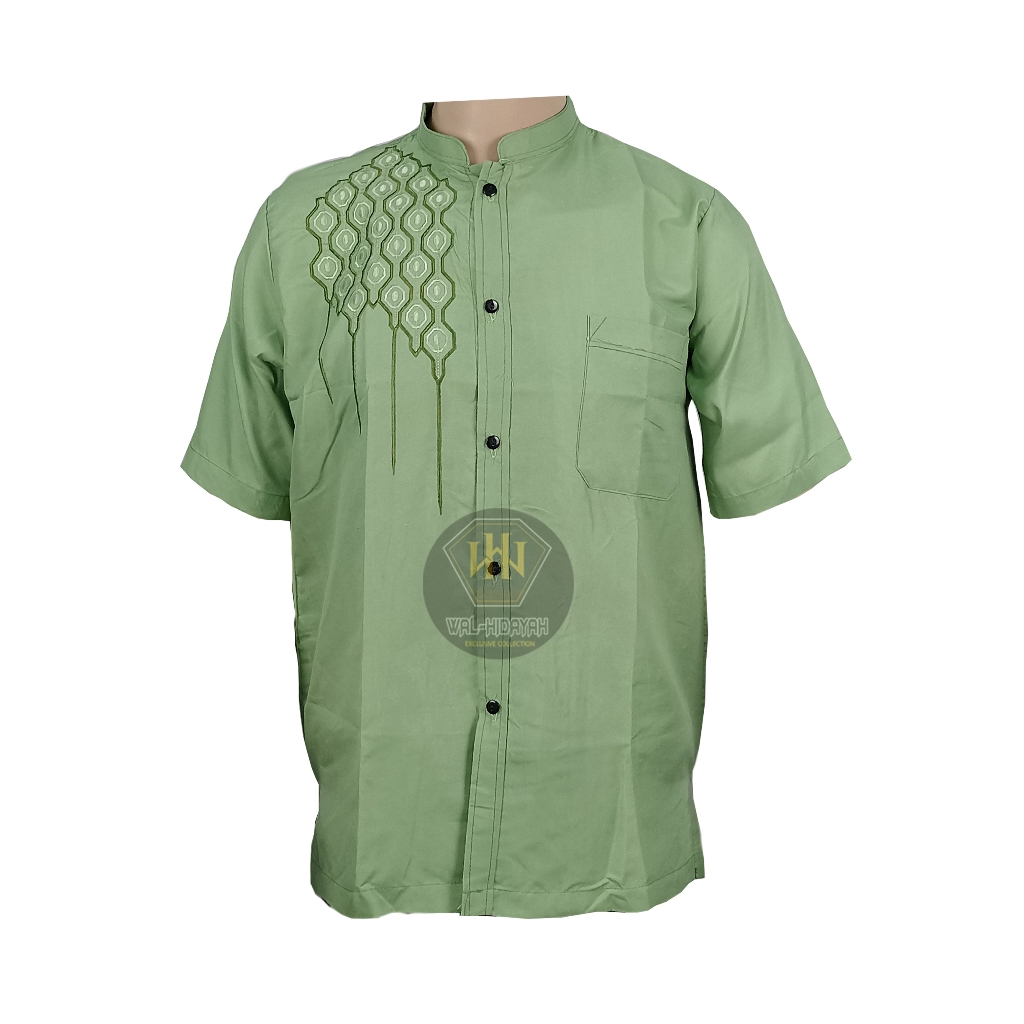 [Paket Hemat 4 Pcs 104rb] Baju Koko Pria Dewasa Bordir Emran Lengan Pendek Seri Warna Bahan Katun Premium Motif Muslim Nyaman