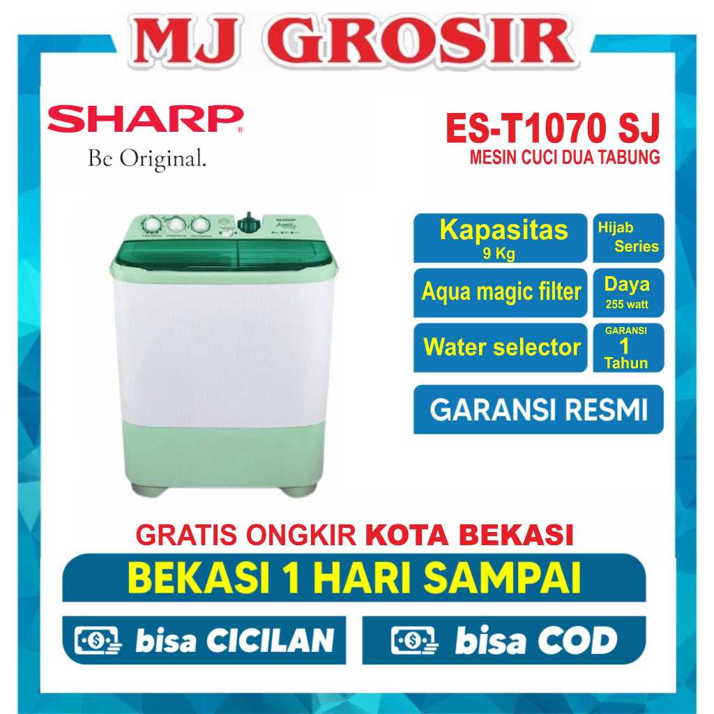 Jual MESIN CUCI SHARP EST 1070 / TW 1128 / PWM /1081 2 TABUNG 9KG ...