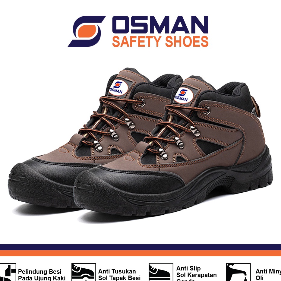 Jual Dijual Sepatu Safety OSMAN Safety Shoes Mid Cut Ujung Besi Tipe OS