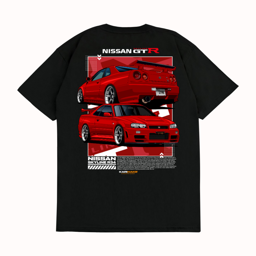 Jual KARIMAKE Kaos Baju T Shirt Distro Unisex Gambar Mobil NISSAN SKYLINE  R34 JDM | Shopee Indonesia