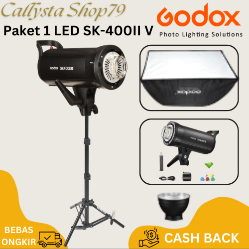 GODOX SK 400II SK-400 II V PAKET LAMPU STUDIO PROFESIONAL COMPACT STUDIO  FLASH STROBE LIGHT