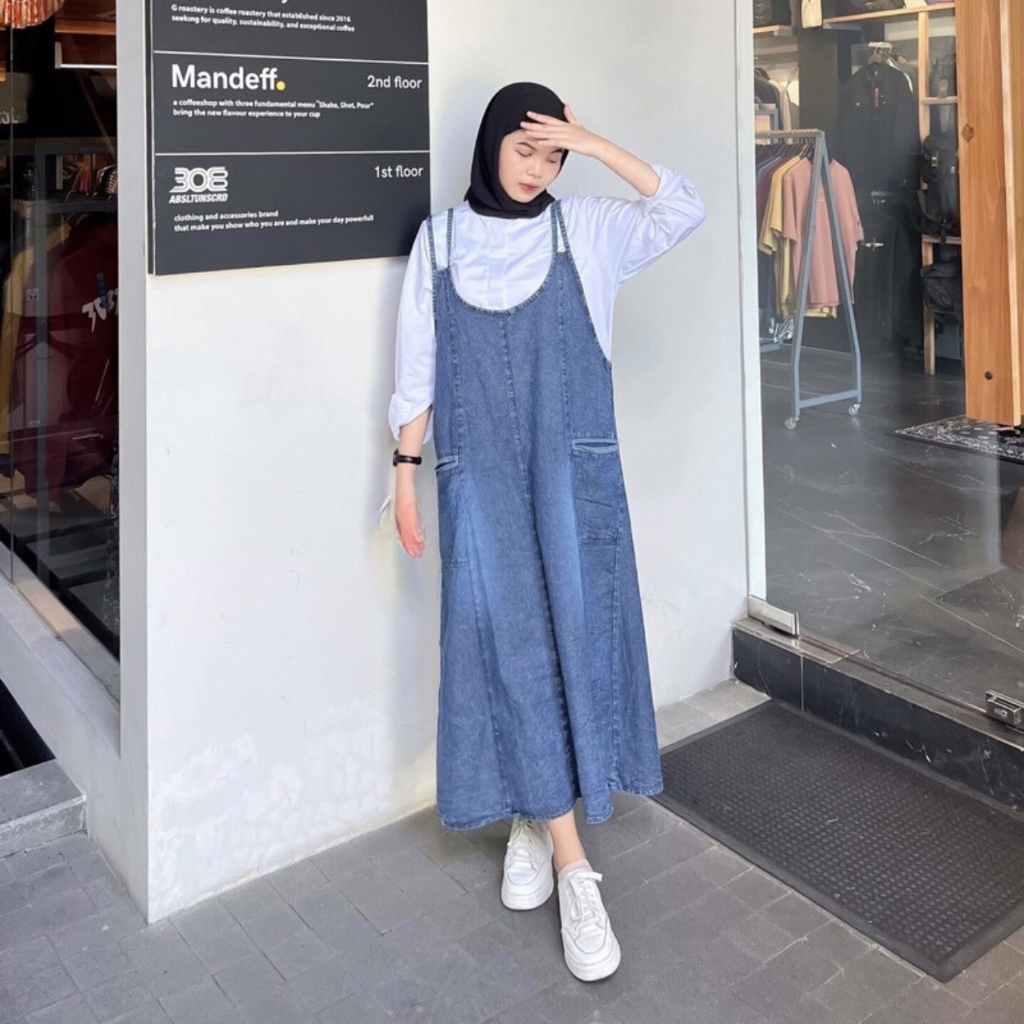 Jual Jumpsuit Dress Wanita Rok Panjang Dewasa Korean Style Overall