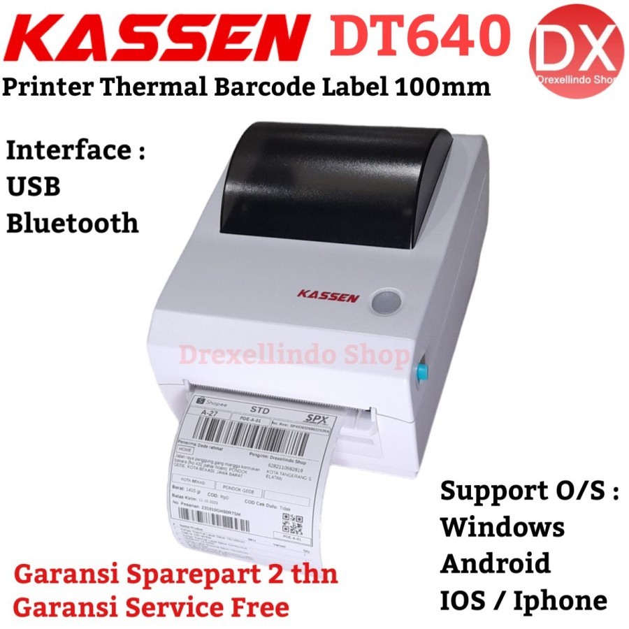 Jual Printer Thermal Label Barcode Kassen Dt Usb Bluetooth Putih Dt Shopee Indonesia