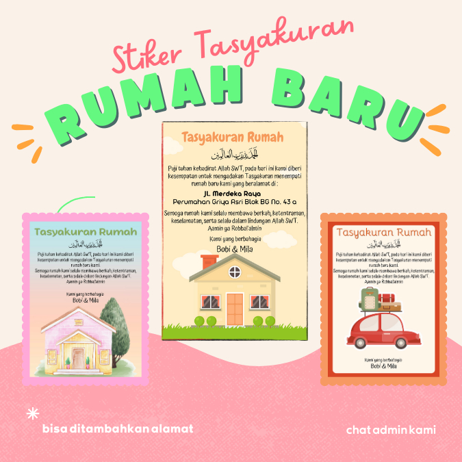 Jual Stiker Tasyakuran Rumah Baru/syukuran rumah baru/pindah rumah