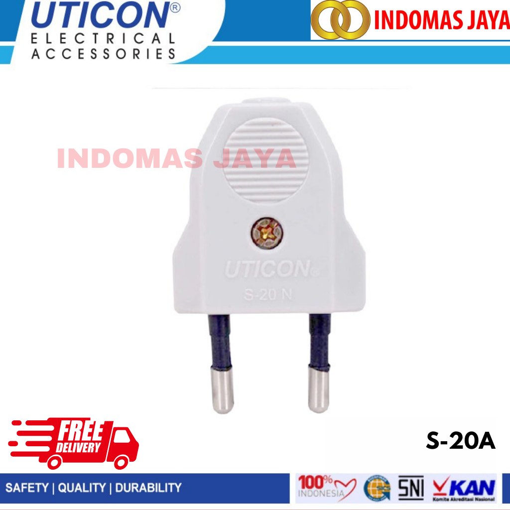 Jual UTICON STEKER BIASA COLOKAN GEPENG UTICON S-20A Abu Putih Hitam ...