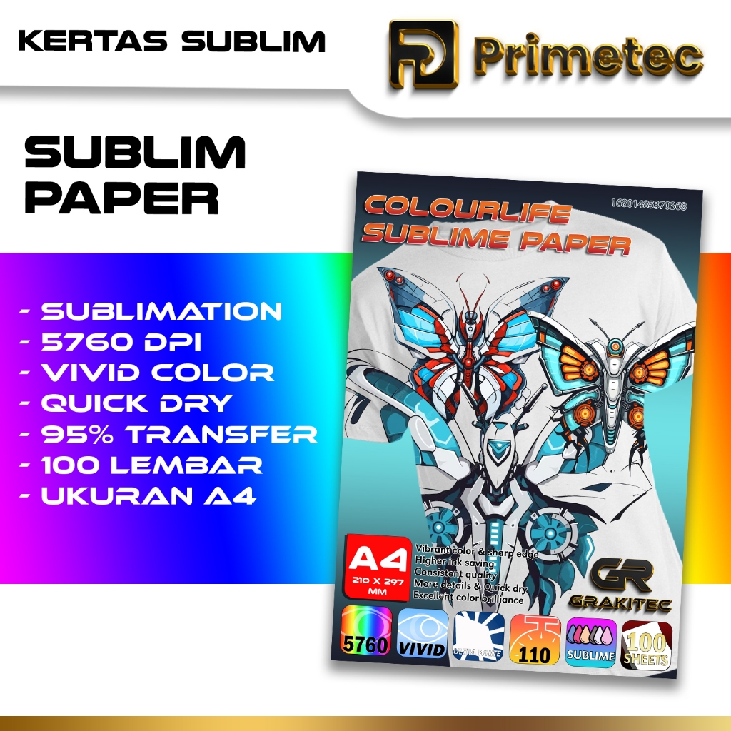 Jual Kertas Sablon Sublim Transfer Paper A4 110 Gsm GRAKITEC Colourlife Sublime Paper A4 isi