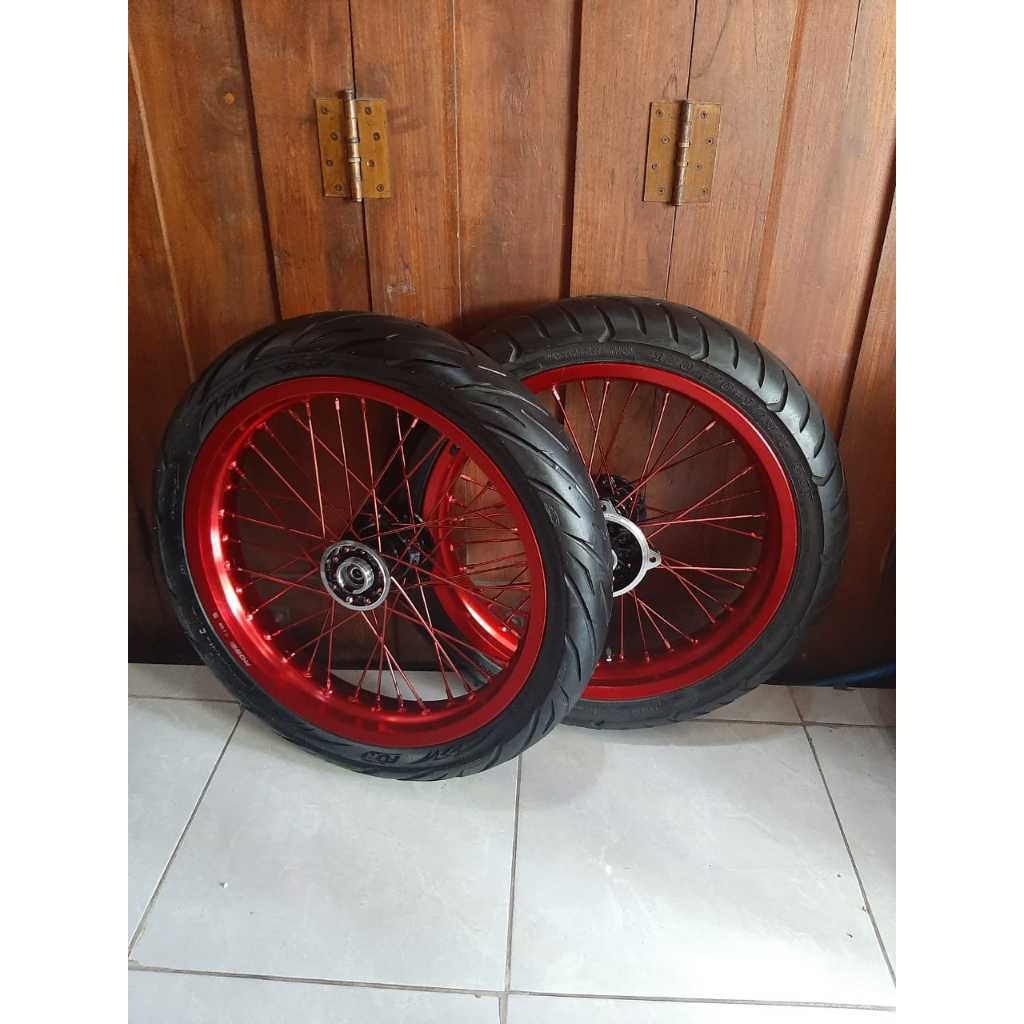 Jual Roda Set Supermoto KLX 150 Series ring 17 Wheelset sumo d-tracker ...