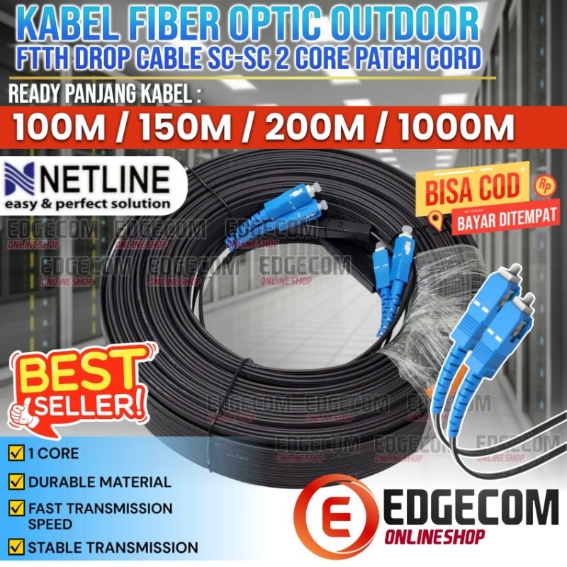 Jual KABEL FIBER OPTIC 2 CORE FO SC OUTDOOR FTTH 100 METER NETLINE ...