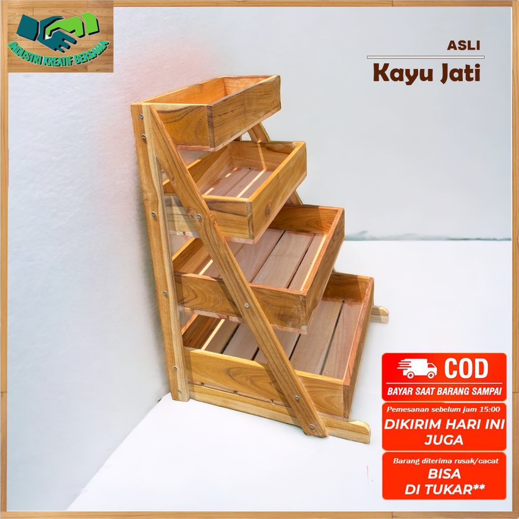 Jual Rak Bawang Susun Rak Serbaguna Kayu Jati Rak Dapur Shopee Indonesia