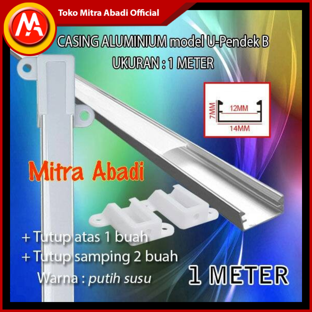 Jual Casing Aluminium for Hard Strip LED Model U-Pendek B 1 Meter ...