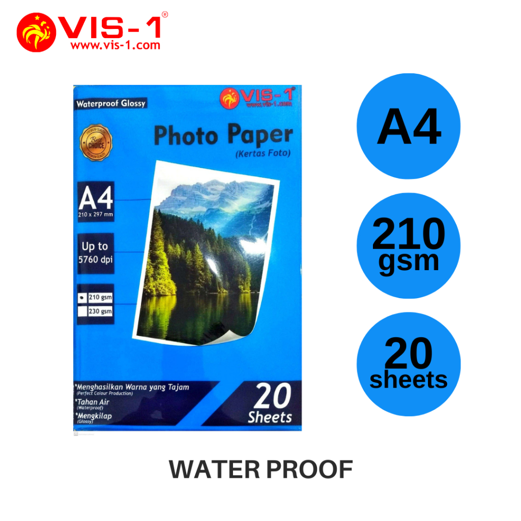 Jual Kertas Foto Glossy A4 Glossy Photo Paper Vis 1 A4 210 Gsm 1pack