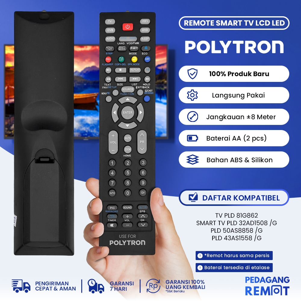 Jual Remot Remote TV Polytron LCD LED Android Smart TV 81G862 / 81i690 ...