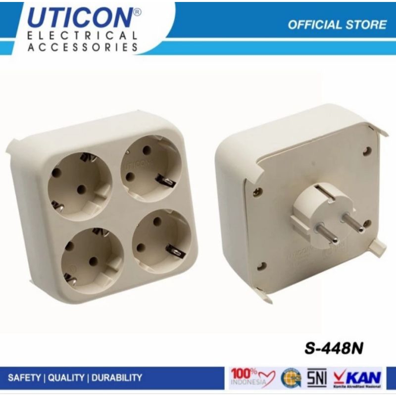 Jual UTICON STOP KONTAK 4 IN 1 S-448N + STEKER PLUG S448N 4 LUBANG ...