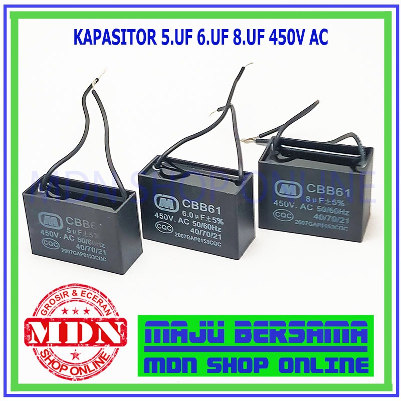 Jual Kapasitor 5uf 6uf 8uf 450v ac mikro capasitor kipas angin Shopee