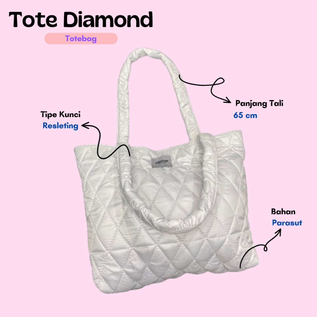 TOTEBAG DIAMOND ||  - Tas Kuliah Laptop maksimal 14 inch Shoulder Bag Tote Bag Kuliah WaterProof