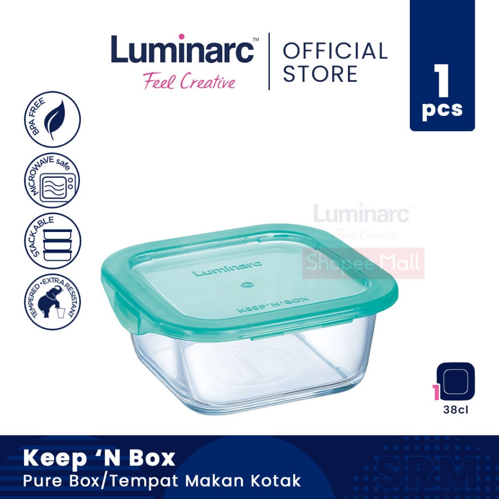 Jual LUMINARC Pure Box/Tempat Makan Kaca Kotak Keep 'N Box 38cl - 1pcs ...