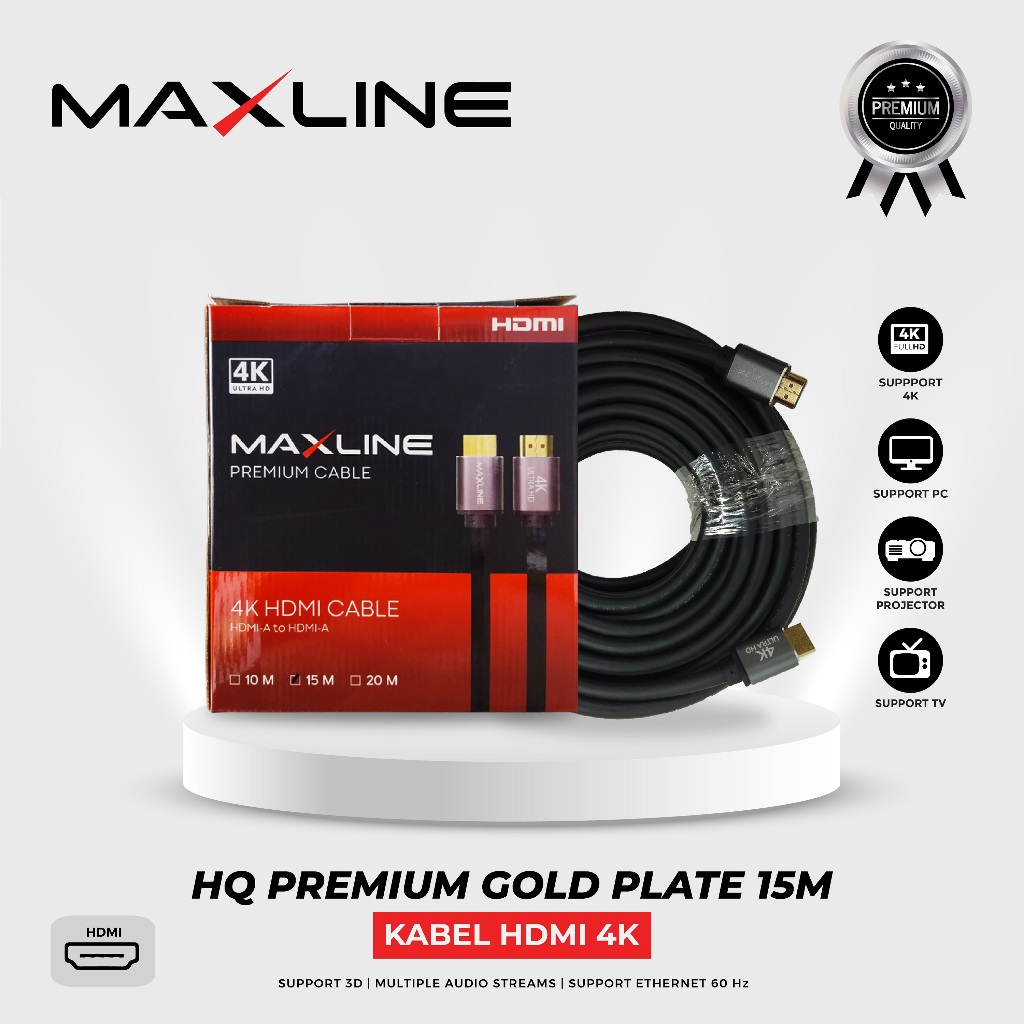 Jual Kabel HDMI MaxLine 2.0 Ultra HD 4K Premium Quality 15M | Shopee ...